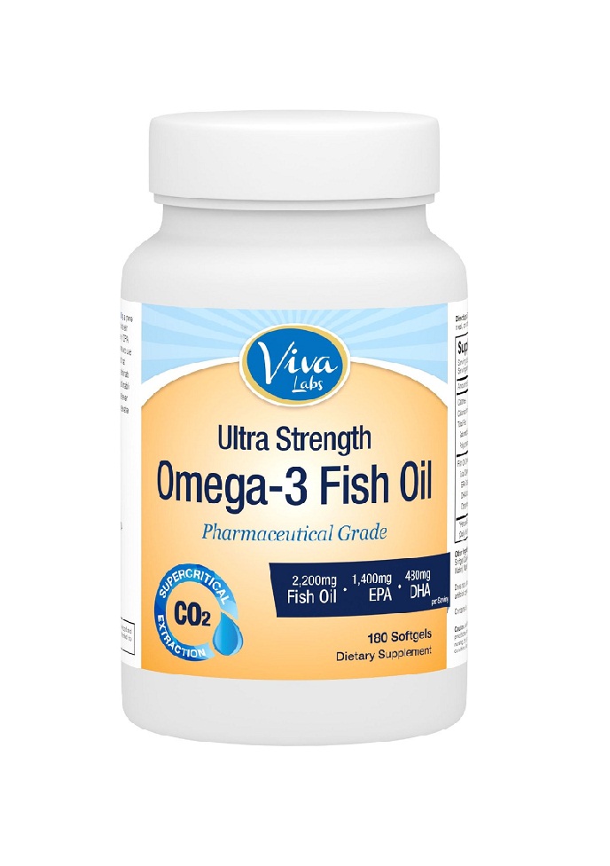 Omega 3 Fish Oil Ultra strength Viva Labs 180 softgels